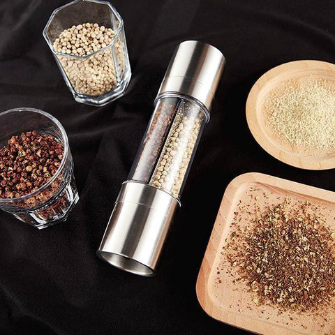 2 in 1 - Stainless Steel Pepper Mill \u0026 Salt Grinder